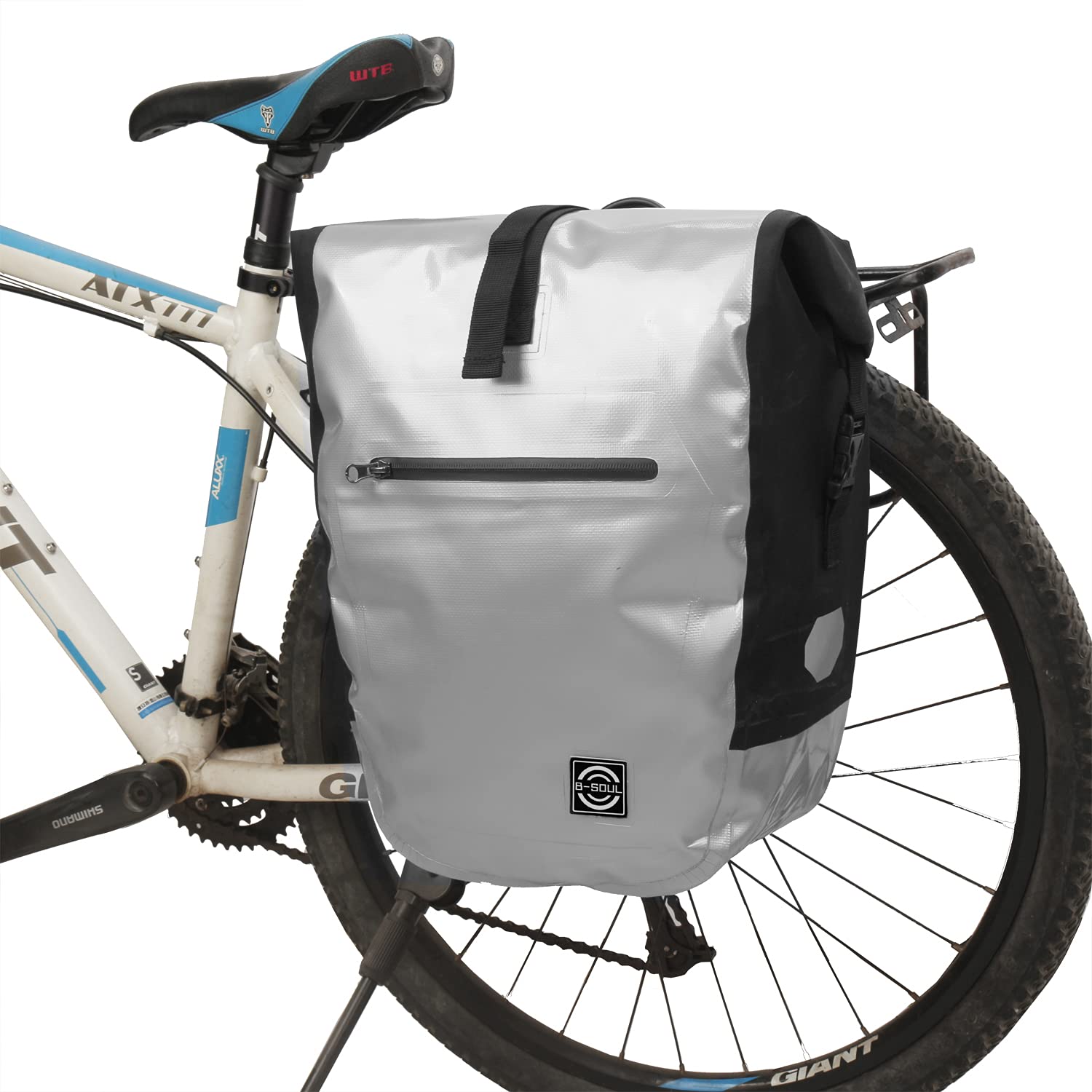 Fahrradtasche hinten, Rücksitztasche für Fahrradtüren, 100 % wasserdicht und reflektierend, hohe Kapazität, Hinterradtasche für Fahrrad/Motorrad/Mountainbike (Silber) von 通用