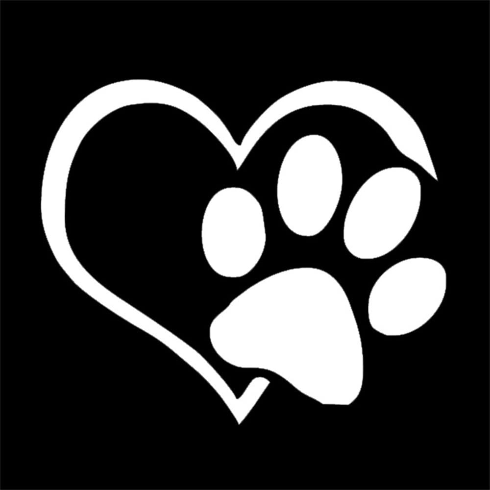 通用 Niedliche Hundepfote mit Pfirsich-Herz-Auto-Aufkleber Cartoon-Tier nehmen Hund Katze Liebe Haustier-Auto-Aufkleber (Weiß) von 通用
