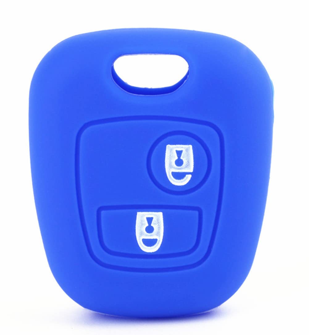 Otai Autoschlüssel Abdeckung aus Silikon Fall Kompatibel mit Peugeot 107 206 207 307/Citroen C1 C2 C3 C4 Picasso/Toyota Aygo Weiche Schlüsselhülle (Blau) von 通用