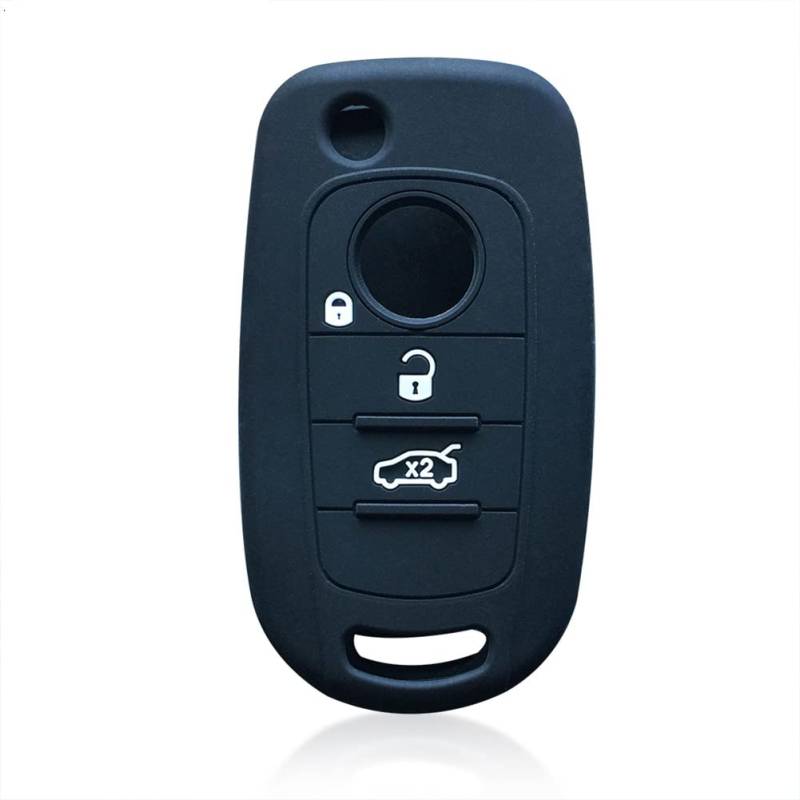 Otai Car Key Cover Silicone Case Compatible with FIAT Tipo Toro Freedom 500X Doblo Cargo Nuovo Grazie Remote Control Sleeve 3/4 Button (Schwarz 3 Tasten) von 通用