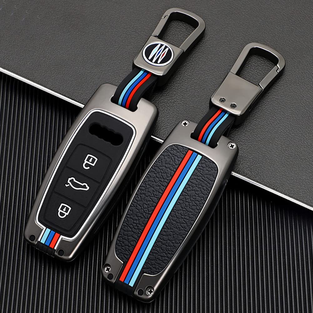 Otai Zinklegierung Autoschlüssel Hülle passend für Audi A3 A6 A7 S8 Q7 Q8 SQ8 E-tron Fernbedienung Smart Car Key Shell 3 Tasten (Matte Farbe) von 通用