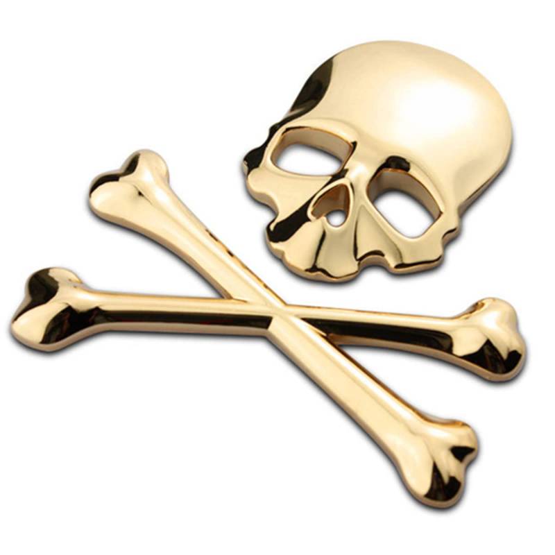 通用 Skull Crossbone Piraten Auto 3D Emblem Logo Chrom Metall Badge Sticker Decal Decorations Side Fender Hear Trunk Sticker (Gold) von 通用