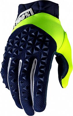 100 Percent Airmatic, Handschuhe - Dunkelblau/Neon Gelb - S von 100 Percent