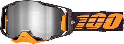 100 Percent Armega Hiper Acosta, Crossbrille verspiegelt - Schwarz/Neon-Orange Silber-Verspiegelt von 100 Percent