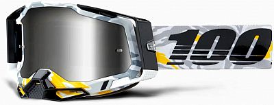 100 Percent Racecraft 2 Korb, Crossbrille verspiegelt - Hellgrau/Schwarz/Gelb Silber-Verspiegelt von 100 Percent