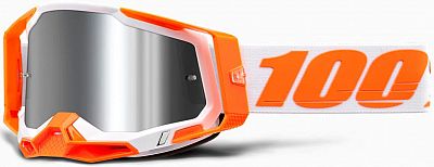 100 Percent Racecraft 2 S22, Crossbrille verspiegelt - Neon-Orange/Weiß Silber-Verspiegelt von 100 Percent