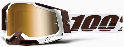 100 Percent Racecraft 2 Snowbird S22, Crossbrille verspiegelt - Weiß/Dunkelbraun Gold-Verspiegelt von 100 Percent