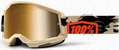 100 Percent Strata 2 Kombat, Crossbrille verspiegelt - Beige/Schwarz/Grau Gold-Verspiegelt von 100 Percent