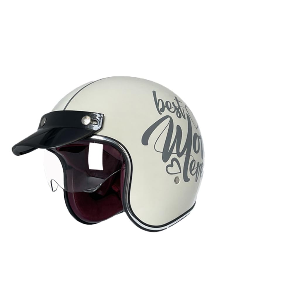 ABS Erwachsene Motorradhelm mit offenem Gesicht und Krempe Innenspiegel Retro Mode 3/4 Halbhelme Scooter Cruiser Racing Dirt Bike Männer und Frauen Reiten Abnehmbare Auskleidung Beige L ABS Erwachsene Motorradhelm mit offenem Gesicht und Krempe Innenspiegel Retro Mode 3/4 Halbhelme Scooter Cruiser Racing Dirt Bike Männer und Frauen Reiten Abnehmbare Auskleidung Beige L von 100junzidao