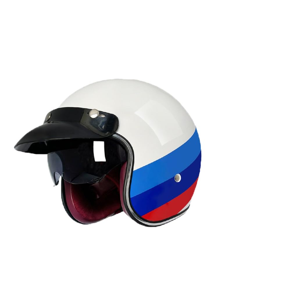 ABS Erwachsene Motorradhelm mit offenem Gesicht und Krempe Innenspiegel Retro Mode 3/4 Halbhelme Scooter Cruiser Racing Dirt Bike Männer und Frauen Reiten Abnehmbare Auskleidung Blau XXL ABS Erwachsene Motorradhelm mit offenem Gesicht und Krempe Innenspiegel Retro Mode 3/4 Halbhelme Scooter Cruiser Racing Dirt Bike Männer und Frauen Reiten Abnehmbare Auskleidung Blau XXL von 100junzidao
