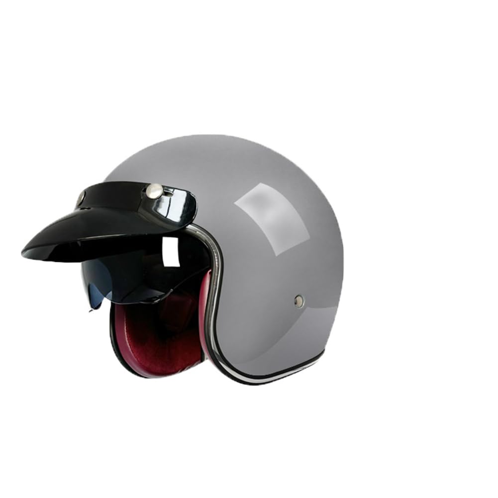 ABS Erwachsene Motorradhelm mit offenem Gesicht und Krempe Innenspiegel Retro Mode 3/4 Halbhelme Scooter Cruiser Racing Dirt Bike Männer und Frauen Reiten Abnehmbare Auskleidung Grau XXL ABS Erwachsene Motorradhelm mit offenem Gesicht und Krempe Innenspiegel Retro Mode 3/4 Halbhelme Scooter Cruiser Racing Dirt Bike Männer und Frauen Reiten Abnehmbare Auskleidung Grau XXL von 100junzidao
