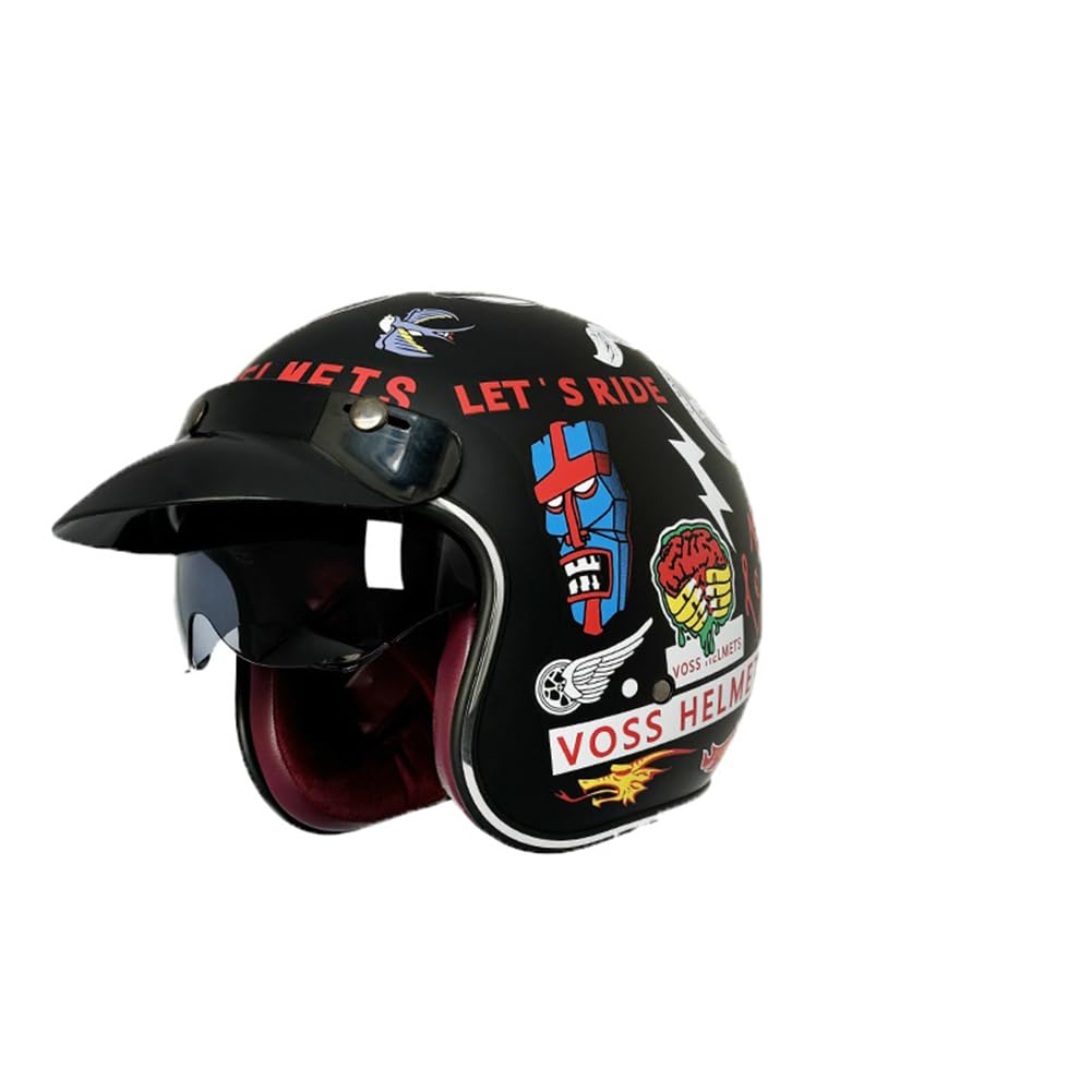 ABS Erwachsene Motorradhelm mit offenem Gesicht und Krempe Innenspiegel Retro Mode 3/4 Halbhelme Scooter Cruiser Racing Dirt Bike Männer und Frauen Reiten Abnehmbare Auskleidung Mehrfarbig XL ABS Erwachsene Motorradhelm mit offenem Gesicht und Krempe Innenspiegel Retro Mode 3/4 Halbhelme Scooter Cruiser Racing Dirt Bike Männer und Frauen Reiten Abnehmbare Auskleidung Mehrfarbig XL von 100junzidao