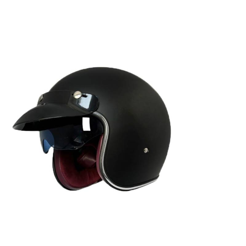 ABS Erwachsene Motorradhelm mit offenem Gesicht und Krempe Innenspiegel Retro Mode 3/4 Halbhelme Scooter Cruiser Racing Dirt Bike Männer und Frauen Reiten Abnehmbare Auskleidung Schwarz XL von 100junzidao