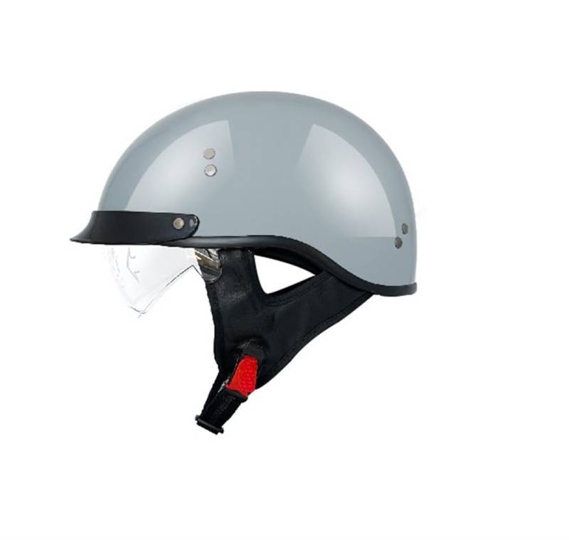 Adult Classic Skullcap Halbhelm mit Krempe Innenspiegel Motorradhelme geeignet für Scooter Bike Cruiser sicheres Fahren abnehmbares Futter DOT-Zertifizierung Grau L von 100junzidao