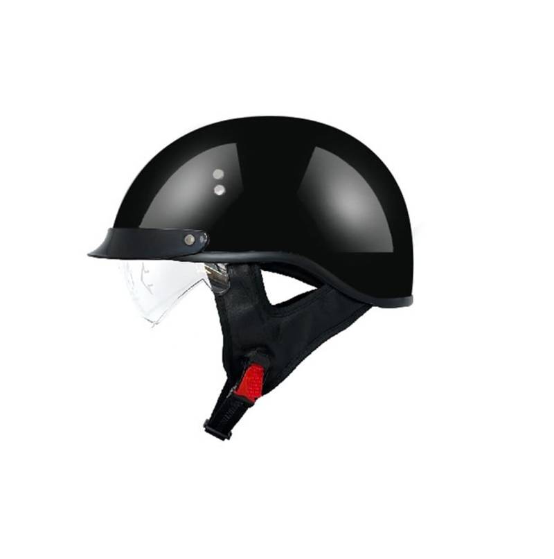 Adult Classic Skullcap Halbhelm mit Krempe Innenspiegel Motorradhelme geeignet für Scooter Bike Cruiser sicheres Fahren abnehmbares Futter DOT-Zertifizierung Schwarz XXL von 100junzidao