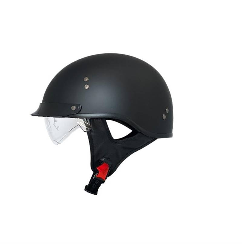 Adult Classic Skullcap Halbhelm mit Krempe Innenspiegel Motorradhelme geeignet für Scooter Bike Cruiser sicheres Fahren abnehmbares Futter DOT-Zertifizierung Schwarz XXL von 100junzidao