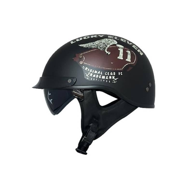 Adult Classic Skullcap Halbhelm mit Krempe Innenspiegel Motorradhelme geeignet für Scooter Bike Cruiser sicheres Fahren abnehmbares Futter DOT-Zertifizierung Schwarz XXL von 100junzidao