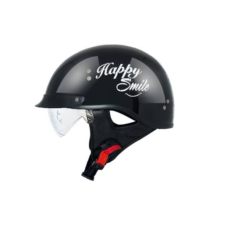 Adult Classic Skullcap Halbhelm mit Krempe Innenspiegel Motorradhelme geeignet für Scooter Bike Cruiser sicheres Fahren abnehmbares Futter DOT-Zertifizierung Schwarz XXL von 100junzidao