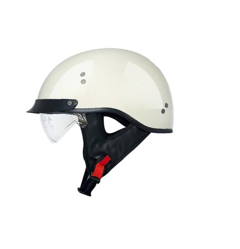 Adult Classic Skullcap Halbhelm mit Krempe Innenspiegel Motorradhelme geeignet für Scooter Bike Cruiser sicheres Fahren abnehmbares Futter DOT-Zertifizierung Weiß XL von 100junzidao