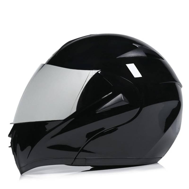 Anti-Fog Dual Visor Flip Typ Full Face Motorradhelm geeignet für Erwachsene Männer und Frauen Modular Crash Helm DOT Zertifizierung abnehmbares Futter Vier Jahreszeiten Reiten Schwarz XL von 100junzidao