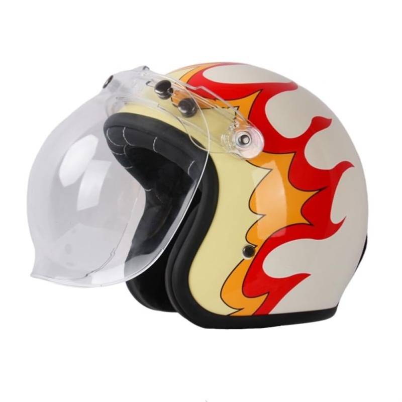 Bubble Mirror Adult Motorbike Open Face Helmet Fashion Classic Scooter Commuter 3/4 Half Helmets Ventilated Noise Reduction for Men and Women In All Seasons Rot XXL von 100junzidao