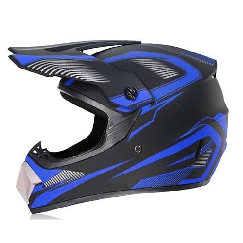 DOT Omologato Erwachsene Motocross Helme ABS Jugend Kinder ATV Crash Proof Full Face Helmes BMX MX Downhill Enduro Racing Riding und Skating Blau S von 100junzidao