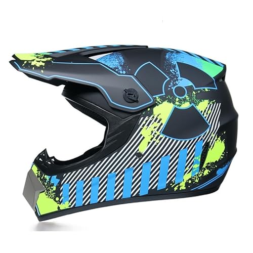 DOT Omologato Erwachsene Motocross Helme ABS Jugend Kinder ATV Crash Proof Full Face Helmes BMX MX Downhill Enduro Racing Riding und Skating Grün L von 100junzidao