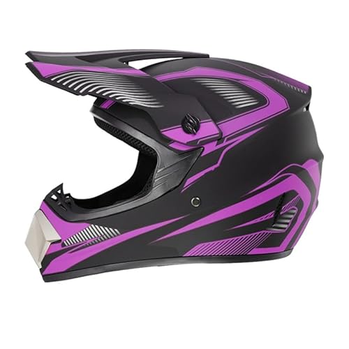 DOT Omologato Erwachsene Motocross Helme ABS Jugend Kinder ATV Crash Proof Full Face Helmes BMX MX Downhill Enduro Racing Riding und Skating Lila M von 100junzidao