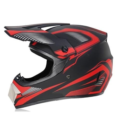 DOT Omologato Erwachsene Motocross Helme ABS Jugend Kinder ATV Crash Proof Full Face Helmes BMX MX Downhill Enduro Racing Riding und Skating Rot S von 100junzidao
