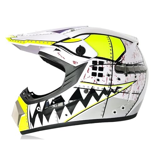 DOT Omologato Erwachsene Motocross Helme ABS Jugend Kinder ATV Crash Proof Full Face Helmes BMX MX Downhill Enduro Racing Riding und Skating Weiß M von 100junzidao