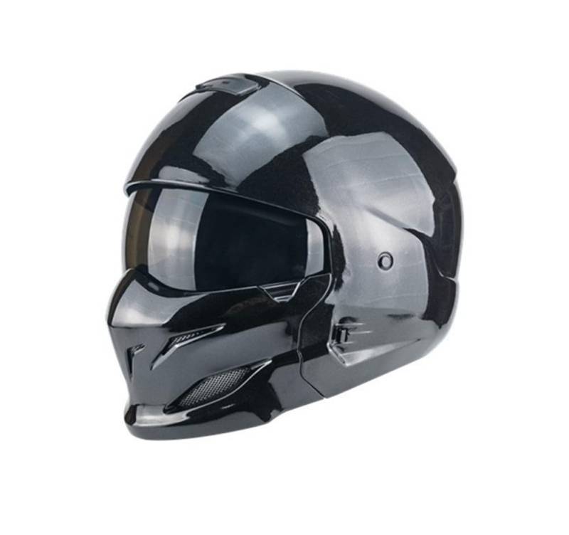 Erwachsener Motorradhelm Schwarz Scorpion Männlich Retro Combo Indische Helme Vier Jahreszeiten Unisex Erwachsene Straße 3/4 Halb Einstellbar DOT Zugelassen Schwarz S von 100junzidao