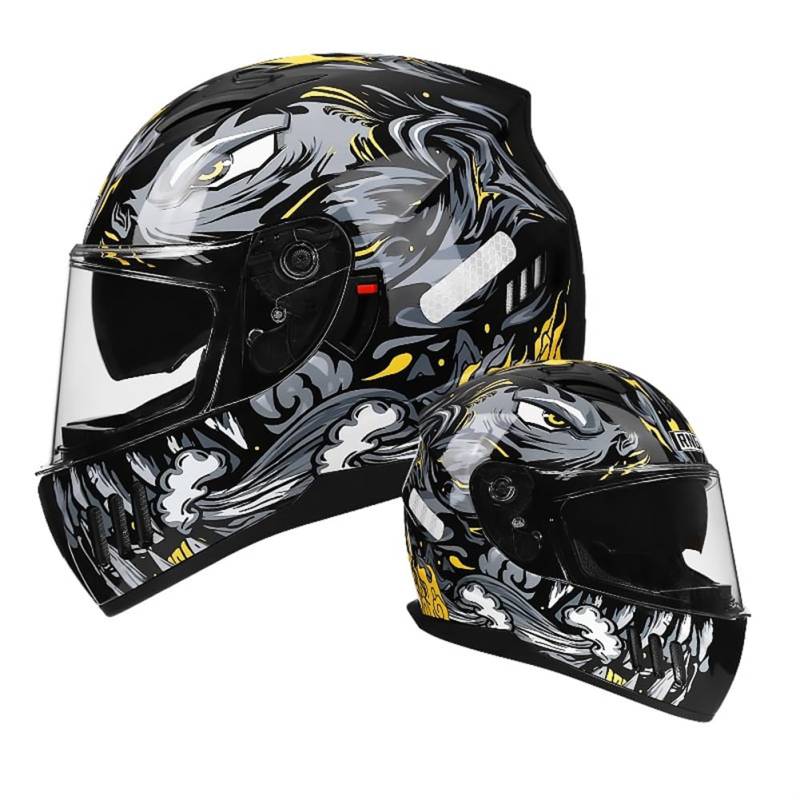 Full Face Motorradhelme Doppelvisier mit Wicking, Spoiler, Belüftungslöcher und Anti-Kratz-Stück Helm für Erwachsene Männer und Frauen Grau L von 100junzidao