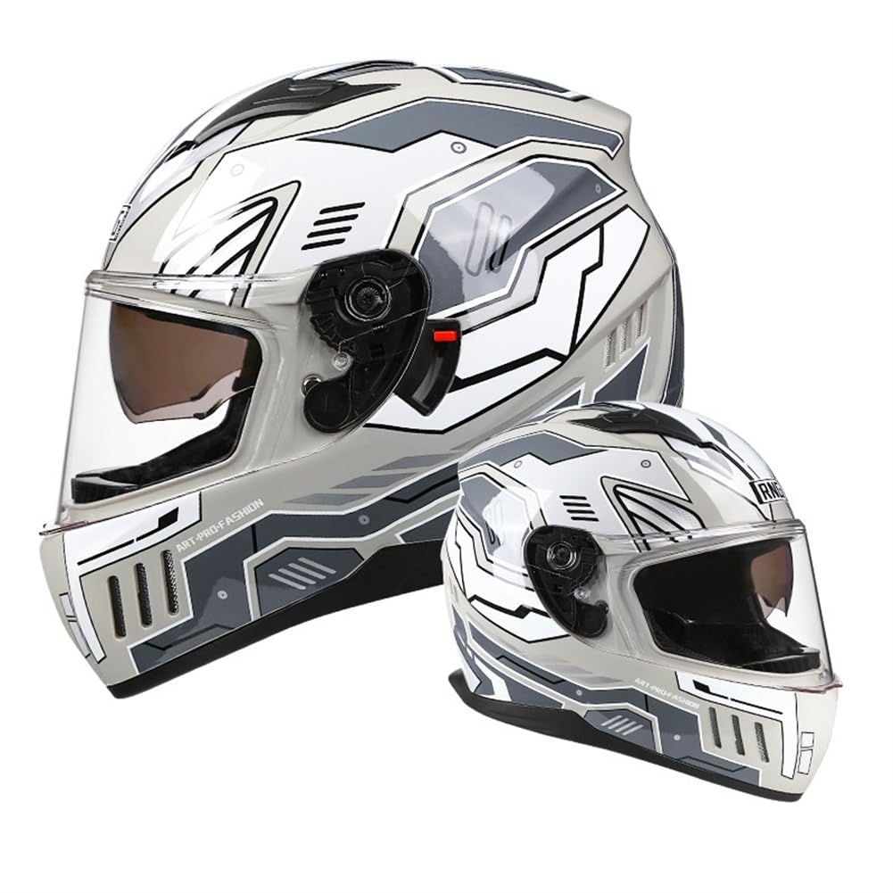 Full Face Motorradhelme Doppelvisier mit Wicking, Spoiler, Belüftungslöcher und Anti-Kratz-Stück Helm für Erwachsene Männer und Frauen Grau XXL Full Face Motorradhelme Doppelvisier mit Wicking, Spoiler, Belüftungslöcher und Anti-Kratz-Stück Helm für Erwachsene Männer und Frauen Grau XXL von 100junzidao