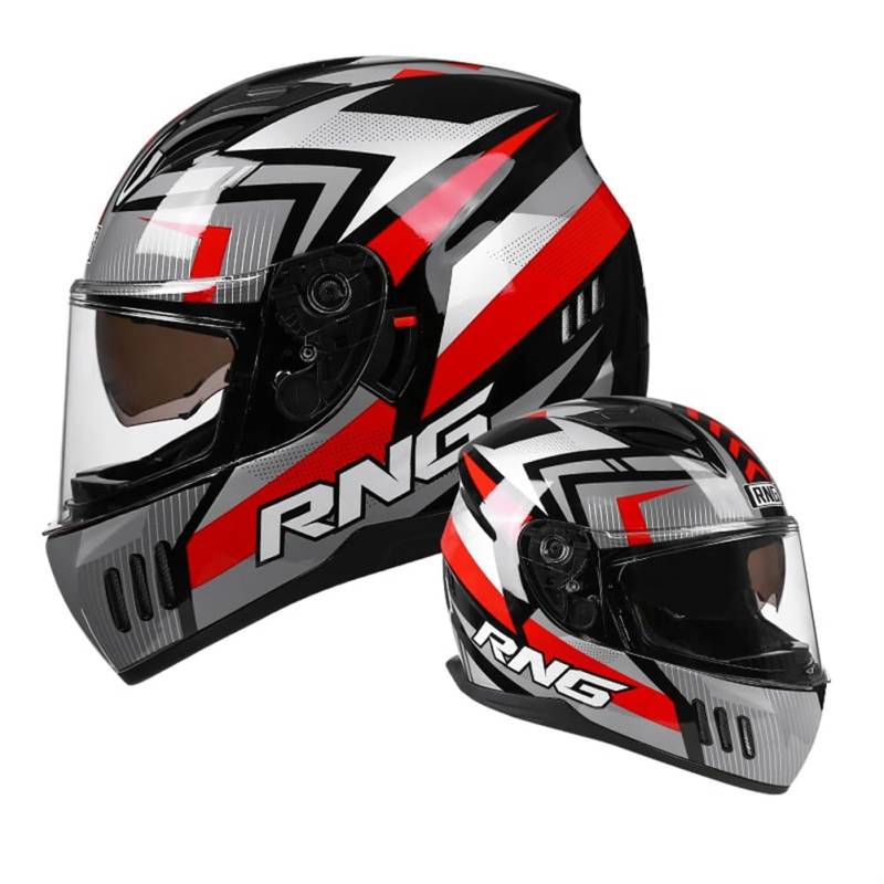 Full Face Motorradhelme Doppelvisier mit Wicking, Spoiler, Belüftungslöcher und Anti-Kratz-Stück Helm für Erwachsene Männer und Frauen Rot XXL von 100junzidao