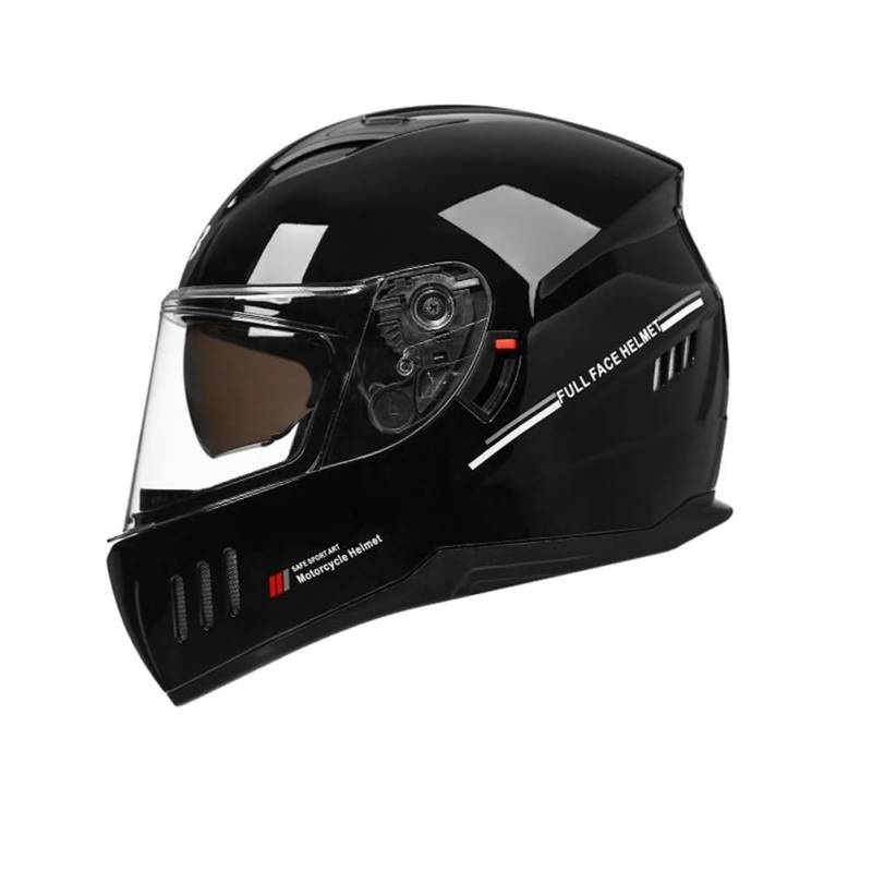 Full Face Motorradhelme Doppelvisier mit Wicking, Spoiler, Belüftungslöcher und Anti-Kratz-Stück Helm für Erwachsene Männer und Frauen Schwarz XL von 100junzidao