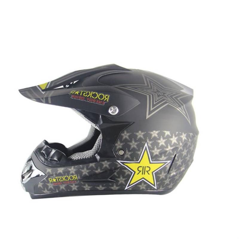 Jugend Motocross Helm mit Handschuhen Maske und Windschutzscheibe Full Face Off-Road Crash Helme MTB BMX Downhill Quad Racing DOT Certified Adults Schwarz L von 100junzidao