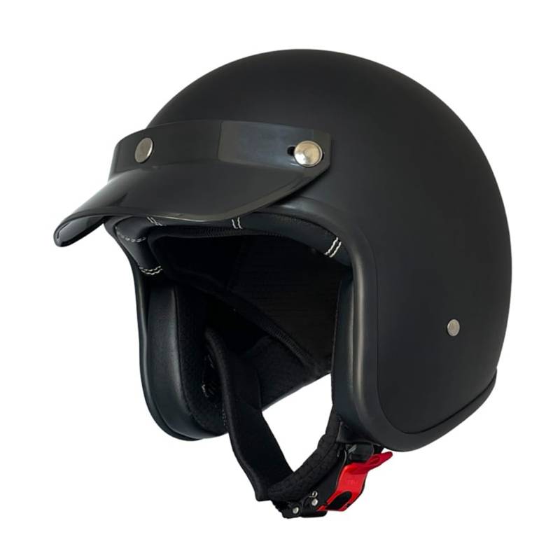 Klassischer Motorrad 3/4 Helm ganzjährig Universal Sicherheit Roller Cruiser Sport Auto Offener Halbhelm mit Krempe ABS Dot Zertifizierung ganzjährig verfügbar Schwarz M von 100junzidao