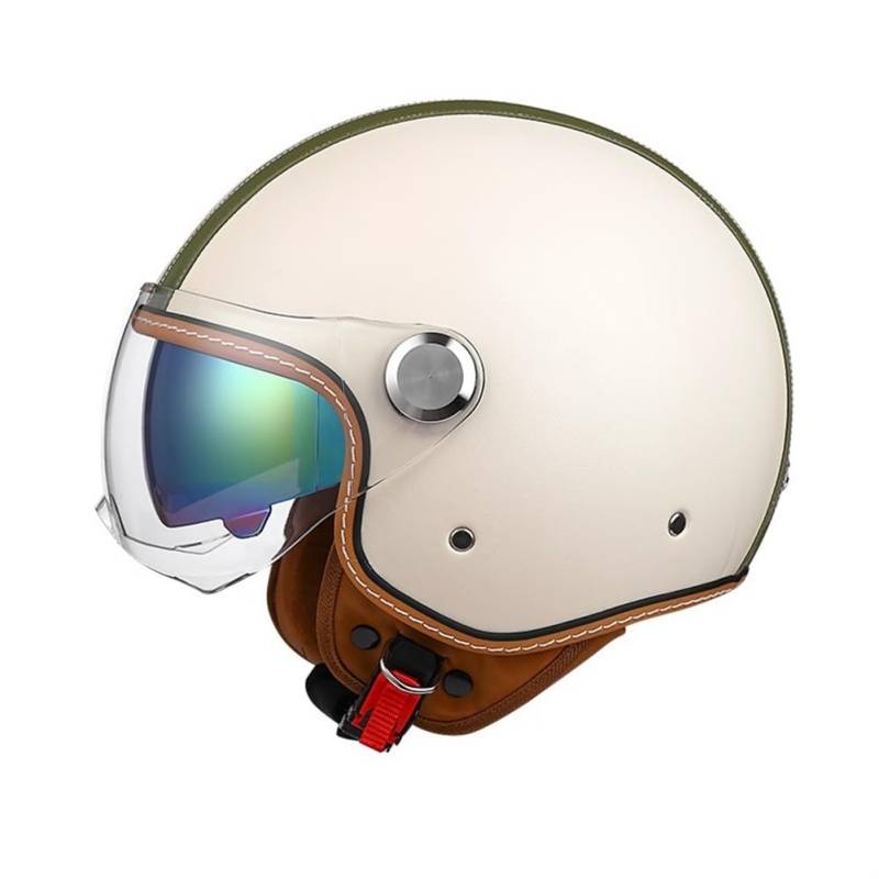 Lightweight Motorbike Open Face Helmets with Double Visor Cruiser Motocross Adult 3/4 Half Helmet Men and Women Commuting Riding Safety Noise Reduction Beige L von 100junzidao
