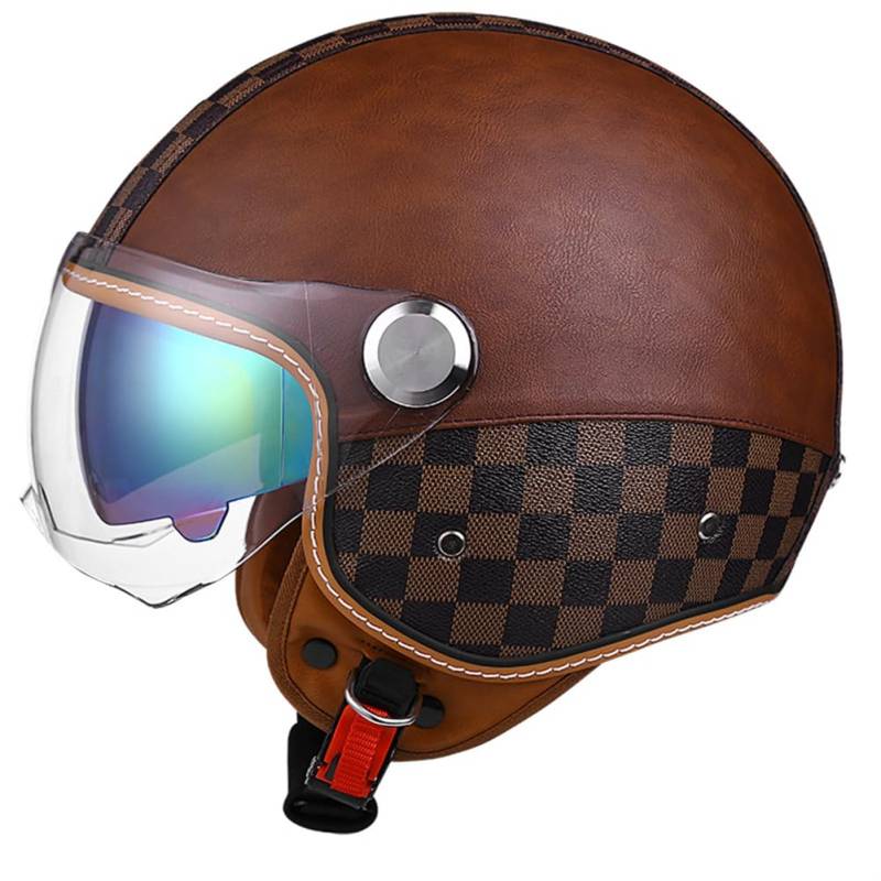 Lightweight Motorbike Open Face Helmets with Double Visor Cruiser Motocross Adult 3/4 Half Helmet Men and Women Commuting Riding Safety Noise Reduction Schwarz M von 100junzidao