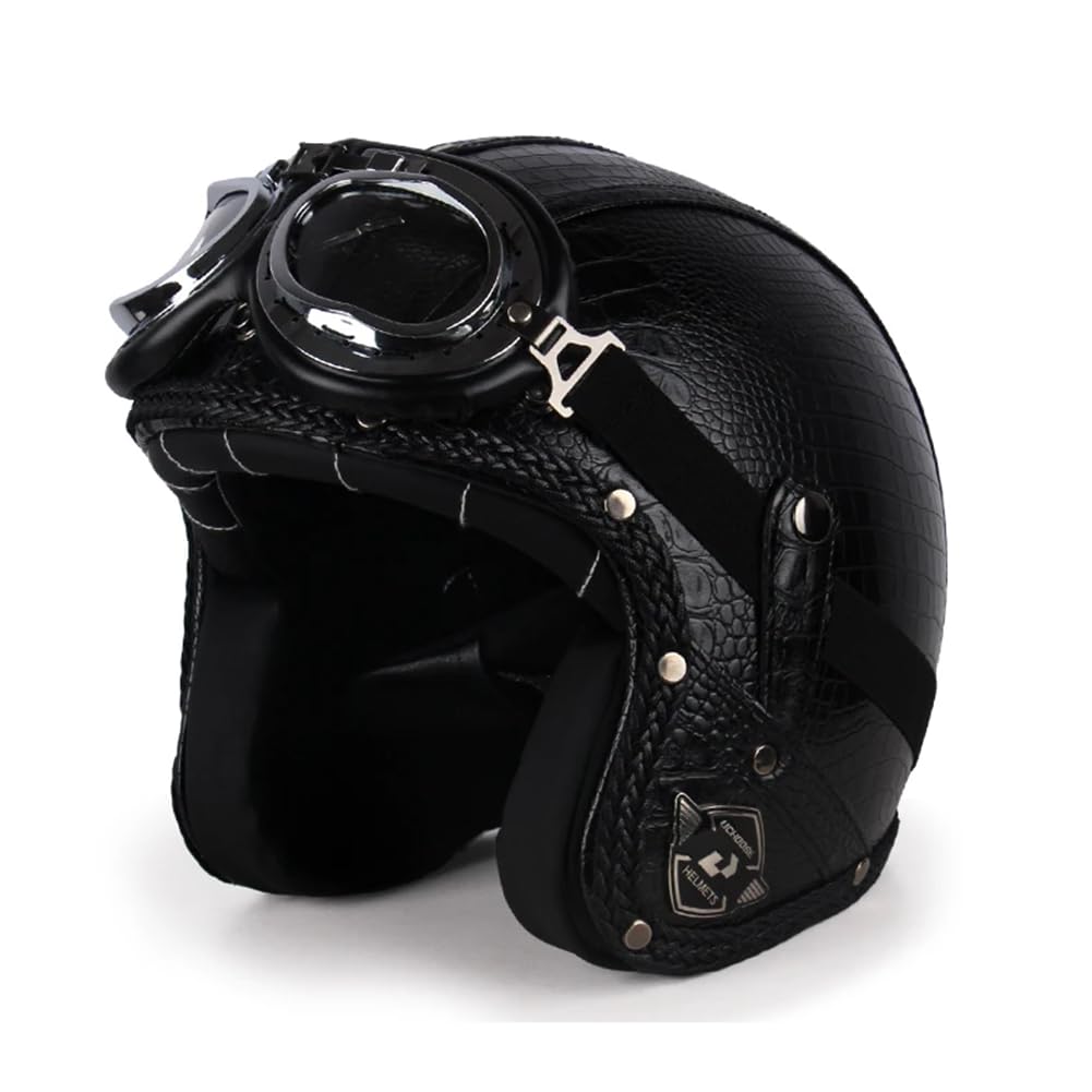 Men's and Women's Retro Motorbike Half Helmets with Goggles and Brim Safety Crash Scooter 3/4 Open Face Helmet Suitable for Adult Off-Road Leisure Commuting Schwarz M Men's and Women's Retro Motorbike Half Helmets with Goggles and Brim Safety Crash Scooter 3/4 Open Face Helmet Suitable for Adult Off-Road Leisure Commuting Schwarz M von 100junzidao