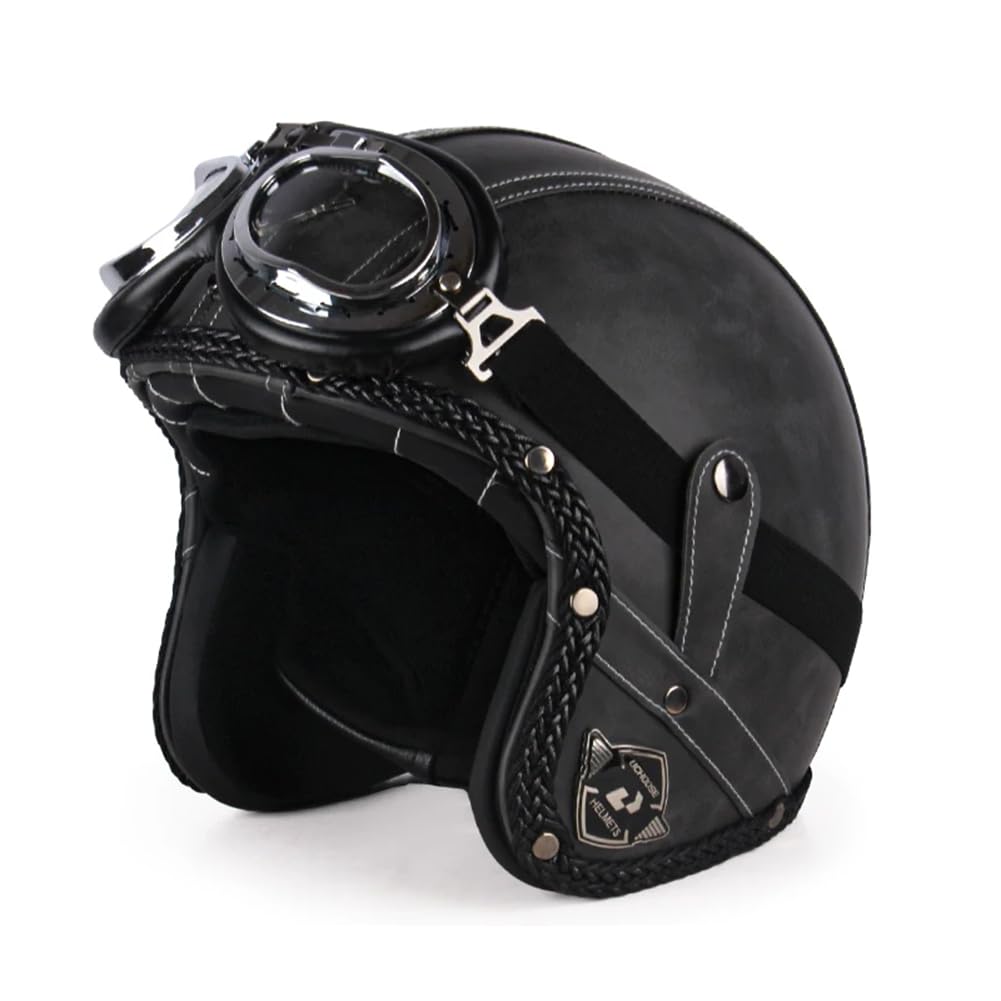 Men's and Women's Retro Motorbike Half Helmets with Goggles and Brim Safety Crash Scooter 3/4 Open Face Helmet Suitable for Adult Off-Road Leisure Commuting Schwarz XXL Men's and Women's Retro Motorbike Half Helmets with Goggles and Brim Safety Crash Scooter 3/4 Open Face Helmet Suitable for Adult Off-Road Leisure Commuting Schwarz XXL von 100junzidao