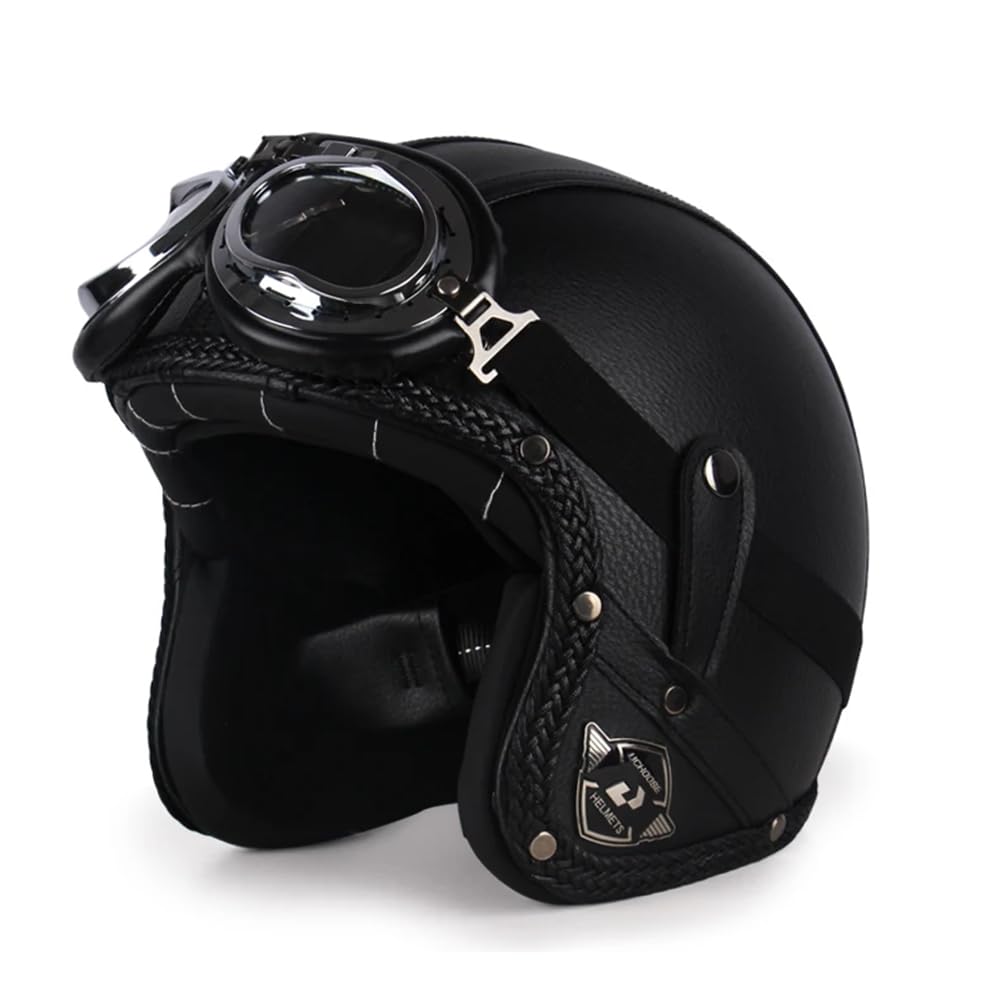Men's and Women's Retro Motorbike Half Helmets with Goggles and Brim Safety Crash Scooter 3/4 Open Face Helmet Suitable for Adult Off-Road Leisure Commuting Schwarz XXL Men's and Women's Retro Motorbike Half Helmets with Goggles and Brim Safety Crash Scooter 3/4 Open Face Helmet Suitable for Adult Off-Road Leisure Commuting Schwarz XXL von 100junzidao