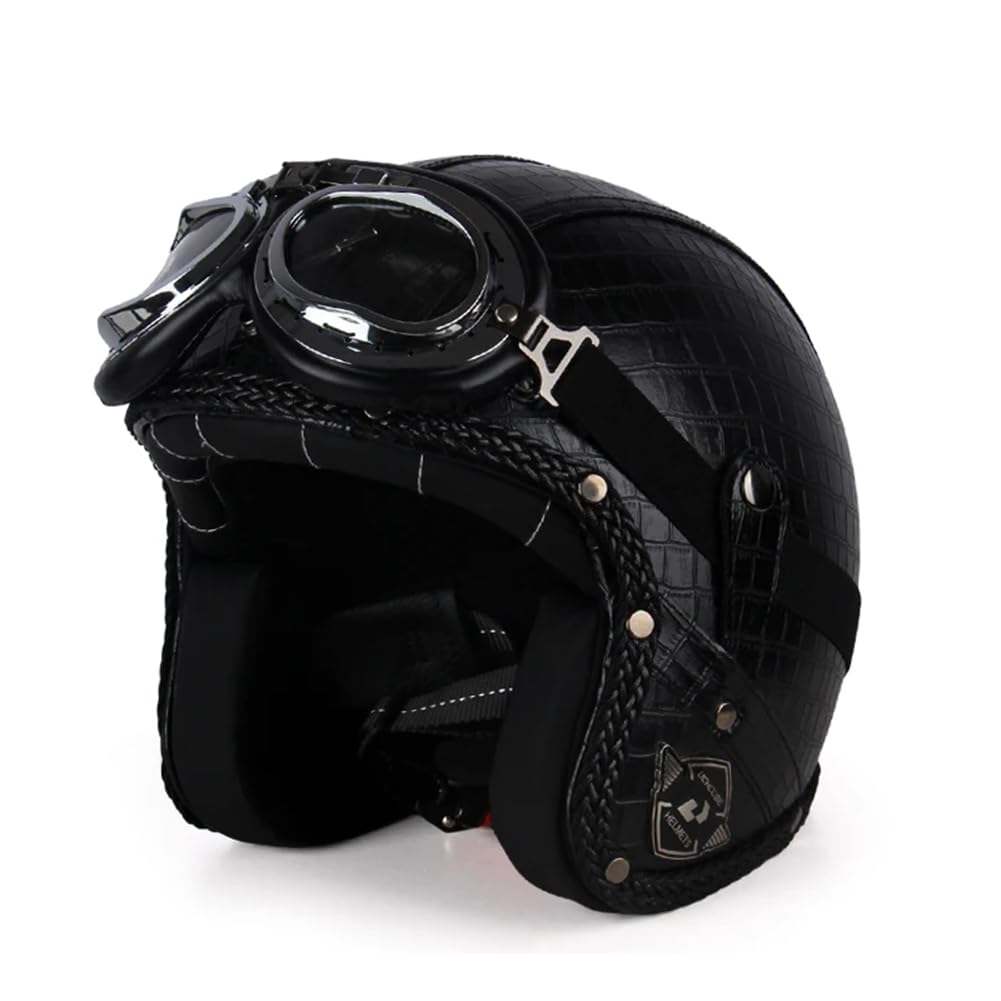 Men's and Women's Retro Motorbike Half Helmets with Goggles and Brim Safety Crash Scooter 3/4 Open Face Helmet Suitable for Adult Off-Road Leisure Commuting Schwarz XXL Men's and Women's Retro Motorbike Half Helmets with Goggles and Brim Safety Crash Scooter 3/4 Open Face Helmet Suitable for Adult Off-Road Leisure Commuting Schwarz XXL von 100junzidao