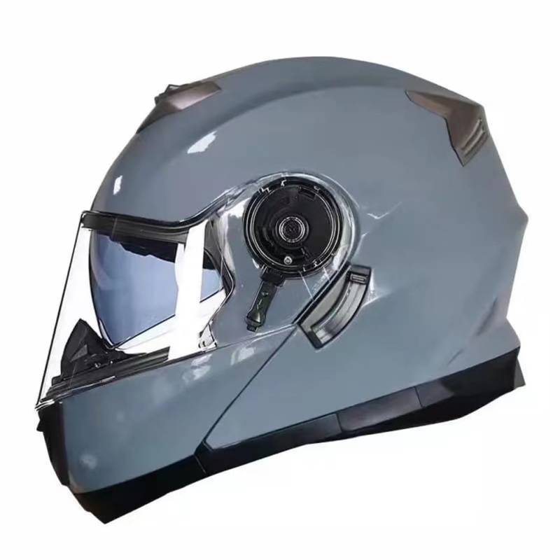 Modulare umkehrbare Motorradhelme Vier Jahreszeiten Warm Erwachsene Double Vision Mirror Männer und Frauen Full Face Safety Helmet Geeignet für Off-Road Commuting Grau M von 100junzidao