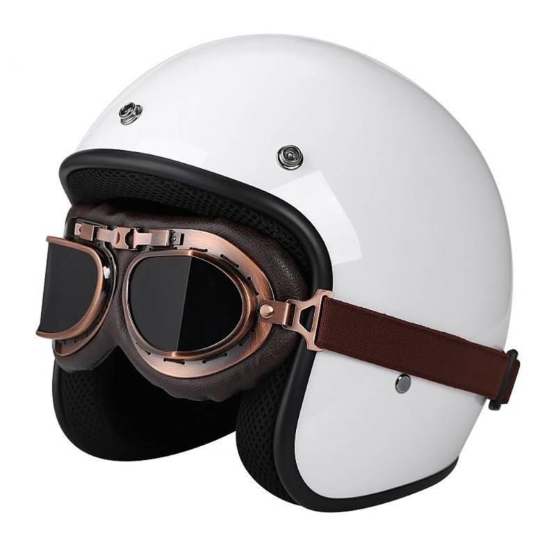 Motorbike Half Helmet Quick Buckle Off-Road Crashproof Lightweight Motorbike Street Helmets DOT Omologato with Sun Visor for Adult Men and Women Commuter Weiß L von 100junzidao