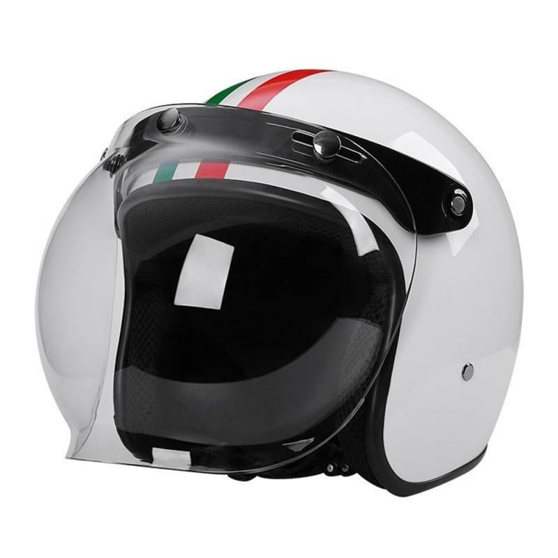 Motorbike Half Helmet Quick Buckle Off-Road Crashproof Lightweight Motorbike Street Helmets DOT Omologato with Sun Visor for Adult Men and Women Commuter Weiß XL von 100junzidao