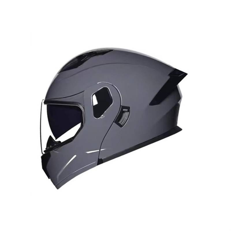 Motorrad Flip Visor Helm Car Jet Modular Full Face Helmet Fit Adult Male Female Scooter Mountain Bike ATV Outdoor Riding Four Seasons Collision Safety Grau M von 100junzidao