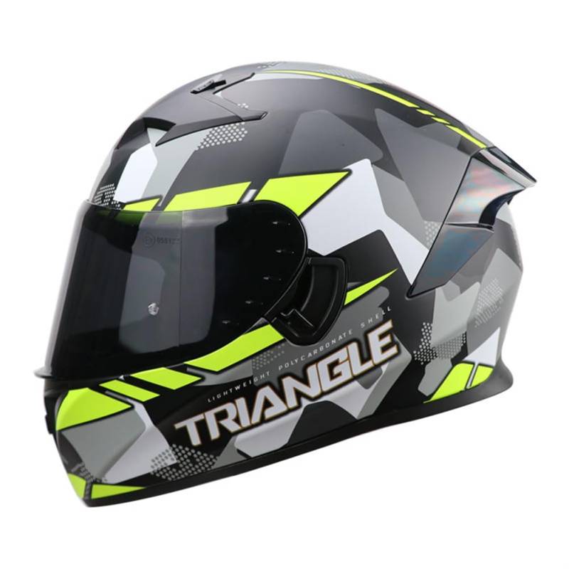 Motorrad Motocross Racing Helme Erwachsene Dual Visor Männer und Frauen Touring Bike Scooter Riding Helm Quantised Design DOT Approved 190° Sichtfeld Gelb XL von 100junzidao