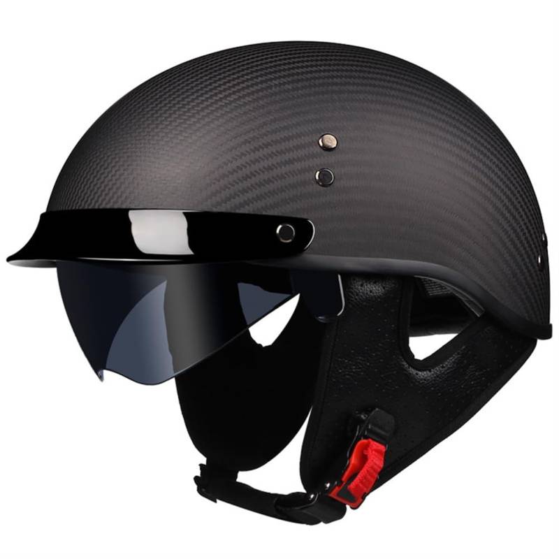 Motorradhelm Männer Herausnehmbare Futterbrille Ganzjahres-Cruiser-Motorrad-Halbhelme für Motorradhelm Retro Mann Retro Road Legal Krempe ABS von 100junzidao