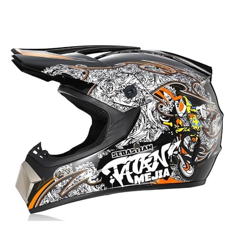 Off Road Motocross Helm Erwachsene Jugend Motorrad Crash Helme ABS DOT Omologatofits Downhill Enduro MX 4 Rad Dirt Motorradfahren Schutzkappe Schwarz L von 100junzidao